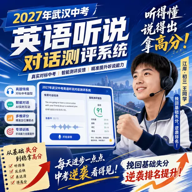 武汉中考英语人机对话紧张怎么办江岸&middot;初三王同学（挽回基础失分，逆袭排名）
